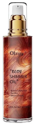 TITIMORE Körper Highlighter Öl Body Luminizer Schimmeröl Flüssig Glitzer Creme Body Glitter Oil Highlighter Körper Flüssiger Körper Glow Schimmer Makeup für Gesicht Körper Bein 80ml(#04-Goldbraunes)