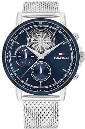 Tommy Hilfiger Montre Analogique Multifunction à Quartz pour Homme avec Bracelet en Acier Inoxydable avec Bracelet en Acier Inoxydable - 1710609