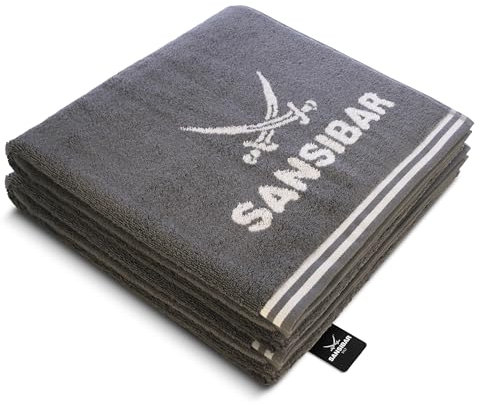 Sansibar Duschtuch 2er Set 80x150 cm 100% Baumwolle Handtuch Doubleface Frottiertuch Zweifarbig Anthrazit/Silber