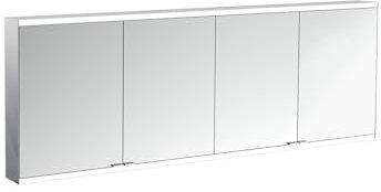 Emco Prime 2 Facelift Lichtspiegelschrank, 1800 mm, 4 Türen, mit verspiegelten Seitenwänden, Aufputzmodell, 9497, Farbe: schwarz/Spiegel