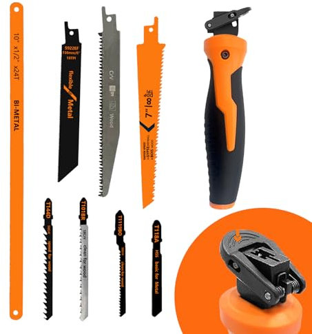 Magicbox Metallsäge mit 8 Sägeblättern, Handsäge zum Schneiden von Trockenbau, Holz, Kunststoff, Metall, Sperrholz, Handsäge Set, Multifunktionale Handsäge für alle Zwecke, Holzsäge, Metallsäge Klein