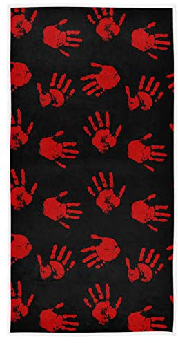 Badehandtuch Halloween Rotes Blut Handschwarz Herbst Herbst Halloween Tag Strandtücher Weich Camping Handtuch Leichtes Reisehandtuch, Für Wandern, Picknick, 40x70cm