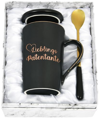 Joymaking Kaffeetasse Lieblings Patentante Geschenk Geschenkidee zum Geburtstag Weihnachten Geschenk für Patentante, 400ml Schwarz