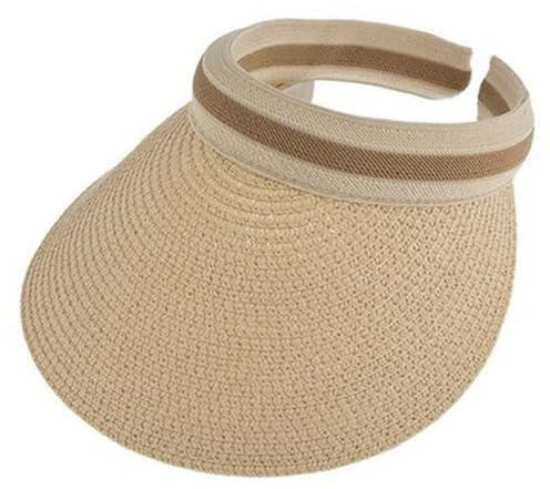 Dents Womens Straw Ribbon Band Sun Visor Hat - Natural