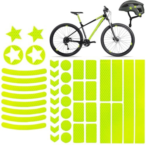 SIRLOMU Adesivi riflettenti per biciclette, set di adesivi riflettenti per biciclette, adesivi riflettenti di diverse forme, adesivi luminosi per biciclette, moto, carrozze per bambini, ecc, 42 pezzi