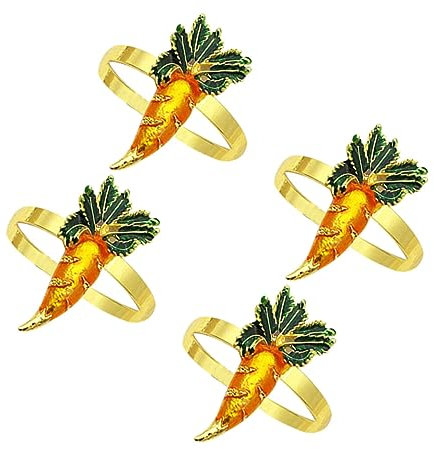 OKUMEYR 4 Stück Serviettenringe Karotten-serviettenschnallen Tischserviettenhalter Aus Legiertem Material Für Osterparty