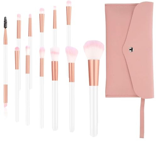 DWFEYOI Pinceaux Maquillages 12 pinceau maquillage en Rose avec Pinceau fond de teint blush fard à paupières pinceaux de maquillage Beauty et sac de maquillage (Rose)