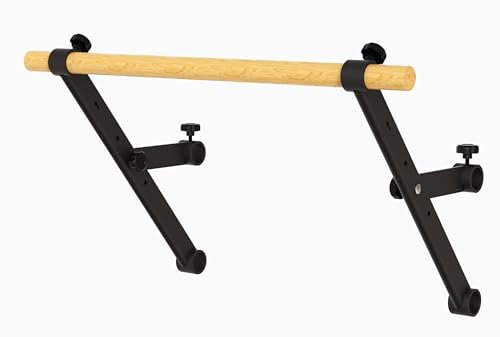 JK FITNESS Espaldera sueca multifuncional de madera y acero | Barra para dominadas y tomas Dip | Escalera para gimnasia, escalera sueca, espaldera, gimnasio o casa | Robusto (Wally Bar para espaldera)