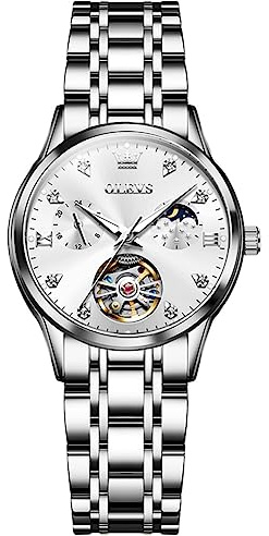 OLEVS Gold Diamant Frauen Uhr Automatische Mechanische Luxus Kleid Klassische Edelstahl Armband Damen Uhr