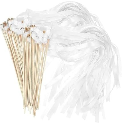 Wedding Wands, 30 Stück Stäbe mit Glocke und Hochzeitsbändern, Zauberstäbe Hochzeit Luftschlangen, Luftschlangen Werden für Hochzeiten Geburtstage Partys Feiertagsfeiern Verwendet
