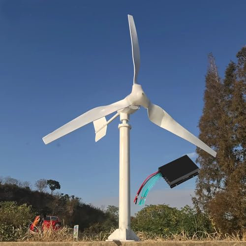 KX-ENERGIE 2000W 3Klingen Horizontaler Windgenerator 24V 48V Windkraftanlage 3-Phasen AC Generator Windmühlenenergie Windräder mit MPPT Laderegler für das Heim Bauernhof stromerzeuger