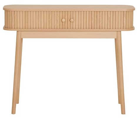 Dezain® Home - Konsolentisch Nikko aus Holz – 80,5 x 100 x 30 cm in Natur | Schmales Sideboard mit 2 Fächern & Schiebetüren – ideal als Flurtisch, Beistelltisch & stilvolles Mid Century Möbel