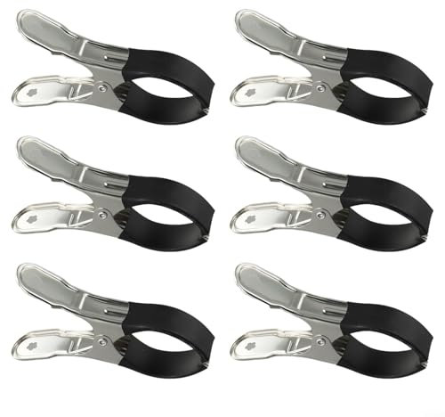 Lot de 6 pinces de protection pour bâche de piscine en acier inoxydable, avec protection contre les rayures, attaches de sécurité multi-usages, pour piscines hors sol (noires)