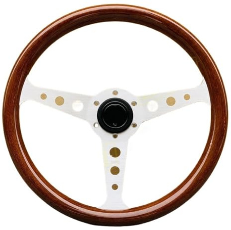 Volante Sportivo,Volante da Corsa Universale Accessori for auto Volante sportivo modificato in stile classico in legno da 14 pollici con piatto piatto(C)