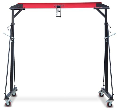 4400LBS Adjustable Gantry Crane Portable Shop Hoist with 360° Locking Wheels Height Adjustable from 96.5 to 143.7 Inches for Workshop Garage Factory Heavy Duty Lifting Equipment