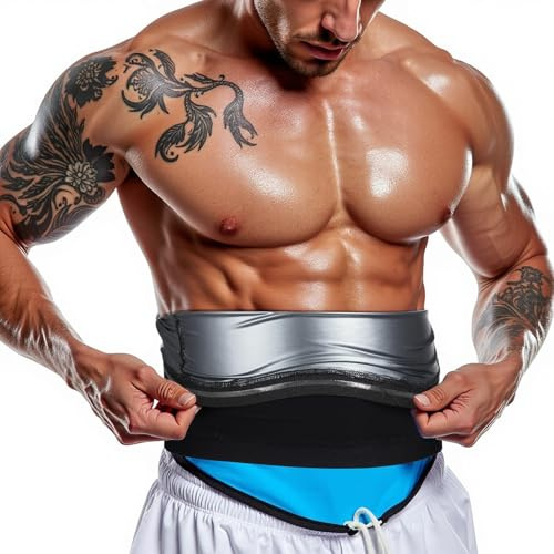 Qianyu Faja reductora de cintura para entrenamiento de estómago, cinturón de sudor para hombres, faja para sauna, moldeador de cuerpo, control de abdomen para culturismo, ejercicio, esculpir, negro
