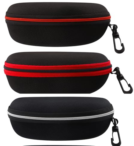 Amexo 3 Pezzi Custodia Rigida Occhiali da Sole, Custodia Rigida per Occhiali Astuccio Portatile a Cerniera Custodia Porta Semirigida con Chiusura a Cerniera per Occhiali Uomo Donna