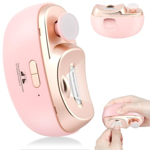 AOOWU Electric Nail Clipper, Automatic Nail Clippers and Polisher 2 in 1, Portable Electric Nail Cutter with Nail Scraps Storage, LED Light, USB Charging, Safety Nail Trimmer for Elderly Adult Baby