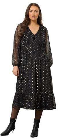 EVANS Curve Foil Spot Half Placket Dress - Women's - Plus Size Curve