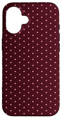 Burgundy and Pink Tiny Polka Dot Vintage Boho Aesthetic Cute Case for iPhone 16