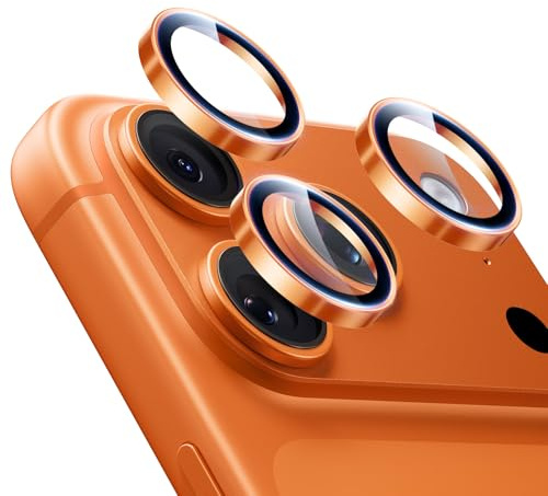 ESR for iPhone 17 Pro Max/17 Pro Camera Lens Protector, 1 Pack, Orange | Individual Camera Cover, 9H Tempered Glass, Original Camera Clarity, for iPhone 17/16/15/14 Pro Max/Pro, Case Friendly