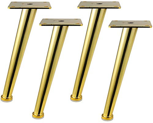 HJYCLFAZU Lot de 4 Pieds de Meubles en Laiton doré de 30 cm (11,81 Pouces) - Pieds obliques Hauts pour Table et canapé, Meuble TV, Chaise - Décoration élégante pour Votre Salon (25 cm).