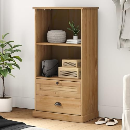 Frdhee Bücherregal Klein Eckregal,Bücherregal VIGO 60x35x114,5 cm Massivholz Kiefer,Aktenschrank für Wohnzimmer,Homeoffice,Esszimmer