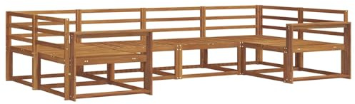vidaXL Outdoor-Sofagarnitur 6 pcs Natur Massivholz Akazie, Akazienholz Outdoor-Sofa-Set, modernes Gartenmöbel, Pool-Sitzgelegenheiten, Hinterhof-Lounge, Patio