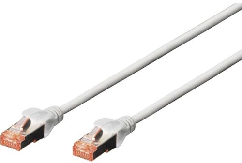 DIGITUS CONRAD DK-1644-100 RJ45 Netzwerkkabel, CAT 6 S/FTP Patchkabel 10,00 m grau, halogenfrei, paarweise verdrillt, mit Ratsche Kasteneinfassung, feuerfest, 1 Stück