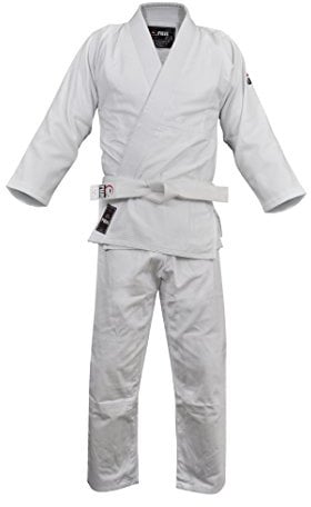 FUJI Single Weave Judo Gi Uniform - Kids & Adults Cotton Training Gi for Judo and Karate, Size 5, White