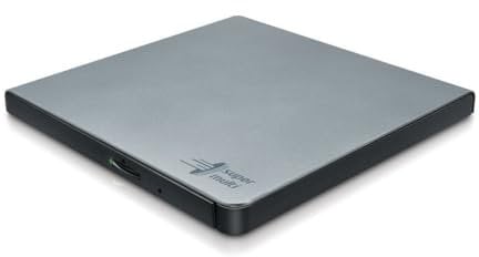 Hitachi-LG GP57 External DVD Drive, Slim Portable DVD Player/Writer for Laptop/Desktop PC, with USB 2.0, Windows and Mac OS Compatible, 8x Read/Write Speed - Silver