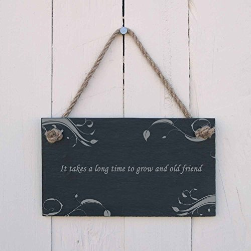 'It takes a long time to grow an old friend' Slate Hanging Sign