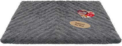Rosewood Orthopaedic Bone Grey Plush Dog Mattress, Medium, 30” x 20”