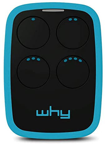 WHY EVO Telecomando rolling code multifrequenza da 280 a 868 mhz, apricancello autoapprendente programmabile, radiocomando ad ampio raggio con 4 pulsanti Blue Sky Blue