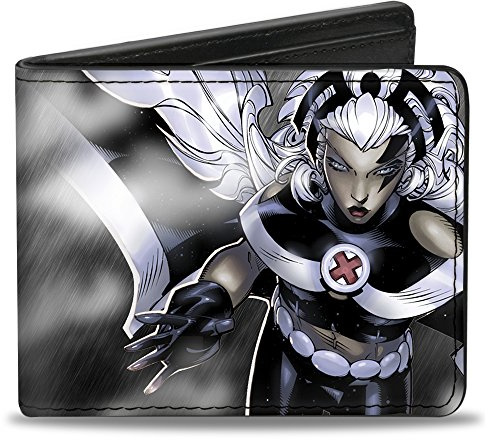 Buckle-Down Herren Geldbörse aus PU, Bifold – X-Men Sturmhaltung/Regen, Schwarz/Grau, Mehrfarbig, Größe 37,5 x 8,9 cm, Mehrfarbig, 4.0 x 3.5