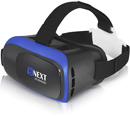 VR-Brille, Virtual Reality Brille kompatibel mit iPhone/Android [3D VR Brille] - Erleben Sie Spiele und 360 Grad Filme in 3D mit weicher & komfortabler | Blau | mit Augenschutz