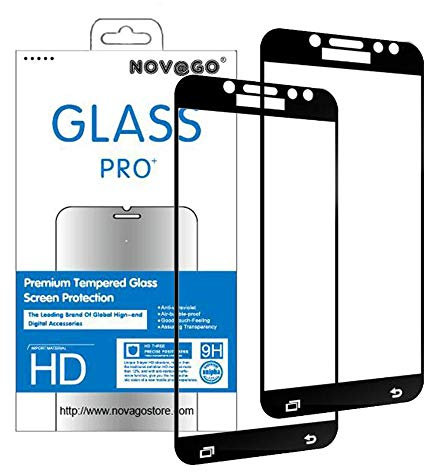 Novago - Protector de pantalla de cristal templado resistente para Samsung Galaxy J7 2017 (J730) / J7 Pro (2 unidades), color negro