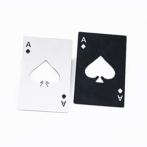 DSYJ Stainless Steel Credit Card Poker Bottle Opener for Your Wallet - Silver & Black
