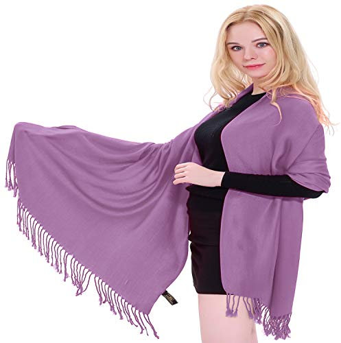 CJ Apparel Mauve Einfarbiges Design Nepalese Schal Schultertuch Wrap Stola Pashmina NEU