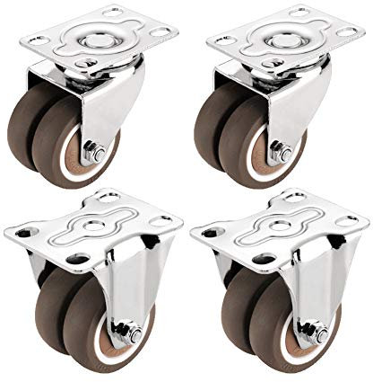 Rollen für Palettenmöbel Kugellager Doppelrolle Stumm Schalten für Möbel, Schwerlastrollen oder als Transportrolle Industrierollen mit Platte(2 Lenkrollen Ohne Bremse +2 Orientierungsrollen)