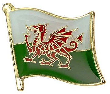 Wales Flag Lapel Pin – Red Dragon Welsh National Emblem Enamel Badge with Gold Trim (1.6 x 1.9cm)