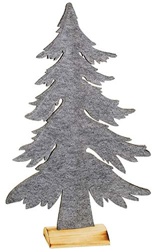 alles-meine.de GmbH XXL - große - Filz Dekofigur - Baum/Weihnachtsbaum/Tannenbaum - 63 cm ! - Innen & Außen - grau - wetterfest - mit Holzfuß + Metall - Groß - Weihnachten - ..
