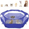 Pawaboo Kleintiere Freigehege, Wasserdicht Faltbar Kaninchen Freilaufgehege für Hasen Hühner Kätzchen Welpen Kaninchen Hamster, Visuell Laufstall mit Netz Reißverschluss und Nylonboden - Indigo