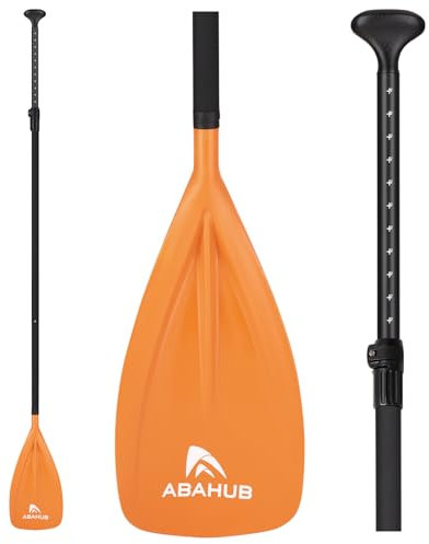 Abahub SUP Paddel 3teilig Stand Up Teleskoppaddel 173-213cm Aluminium mit PU Beschichtung für SUP Board Surfboard Bootfahren Kanusport, Kunststoff-Nylonblatt in Schwarz/Blau/Grün/Orange/Gelb/Türkis