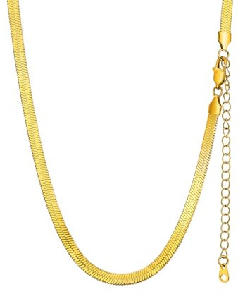 GOLDCHIC JEWELRY Collana Donna Catena Serpente Piatta Catena Donna Oro, Collana Girocollo Donna Oro a Catena Serpente In Acciaio Inossidabile 5 mm, Collana Oro Donna Collana Snake 46cm