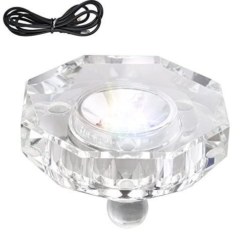 Base de luz LED de Cristal, Base de visualización de Luces LED Multicolores, Pedestal Intermitente automático, Placa Base, Adorno Alimentado por USB para Cristales 3D Arte de Vidrio (octagono)