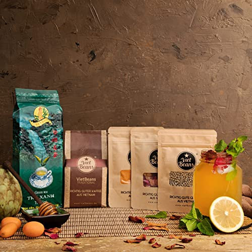 Schlemmerbox Feinschmecker Geschenkset - Kulinarische Reise durch Vietnam - Enthält Tee lose, Kaffee gemahlen und Asia Gewürze in einer hochwertigen und stabilen Geschenkbox (Mittags in Hue)