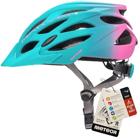 Meteor - Marven Cycle Helmet – Lightweight Adjustable Helmet for Men, Women, Kids – MTB, Bike, Scooter, Skateboard & Hoverboard – Breathable with Detachable Visor - Size M - Pink