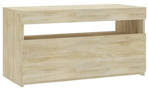 vidaXL Modern TV Cabinet with LED Lights - Ample Storage Space, Sonoma Oak Engineered Wood, Suitable for Living Room or Bedroom, Contemporary Design
