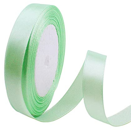 Satinband HellGrün 10mm, 23 Meters Dekoration Präsent Geschenkband Breit Schleifenband, Stoffband für Kleid Hochzeit, Taufe und Geburtstag Geschenke,Satin Dekoband, Deko Band Geschenkverpackung